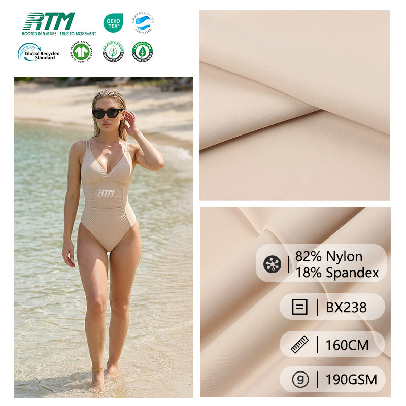 Custom Design Double-Sided High Elasticity Eco-Friendly Anti-Bacteria Abrasion-Resistant 82 Nylon 18 Spandex Weft Knit Fabric For Swimwear&Yogawear