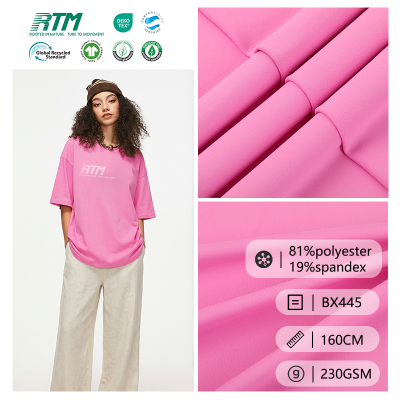 BX445-4 Way StretchyBreathable Quick Drying  Double-sided  Brush Knit Polyester Fabric for Sportswear Yoga Sets Gym Sports Wear 