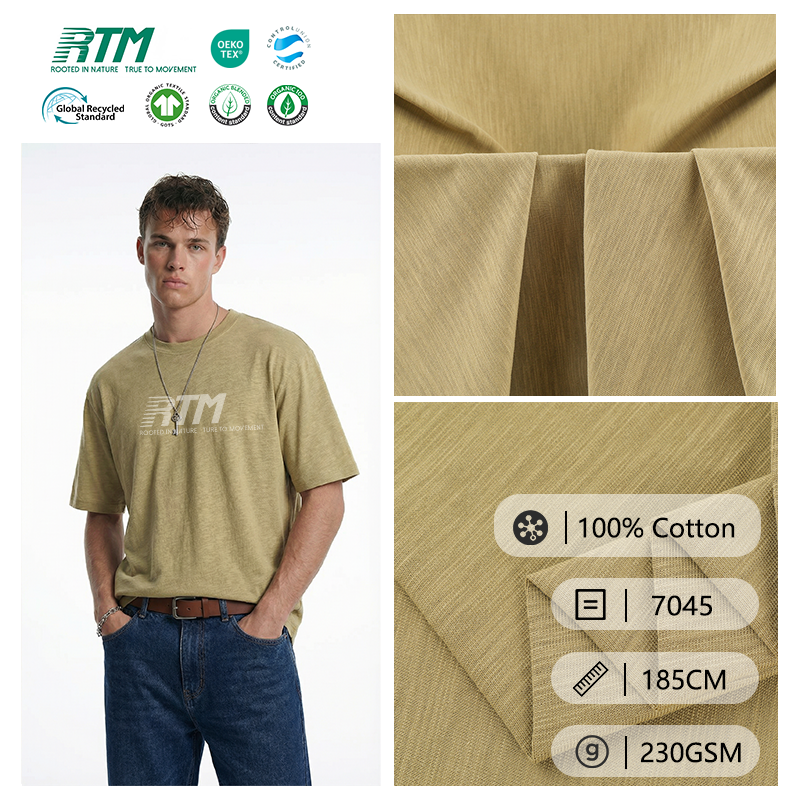 Bulk Supplier Soft Comfortable Skin-Friendly Durable 100%Cotton Slub Jersey Fabric For T-shirts&Casul Wear