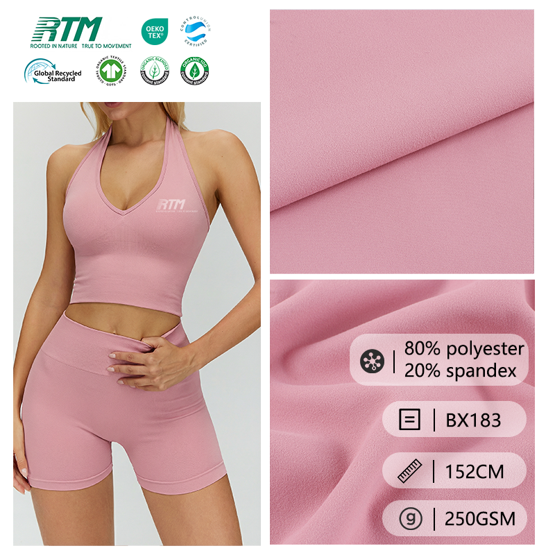 BX183-Factory Direct Supply 250GSM Anti-Pilling Skin-friendly Double Brushed 80% Polyester 20% Spandex Fabric For Yoga Activewear 