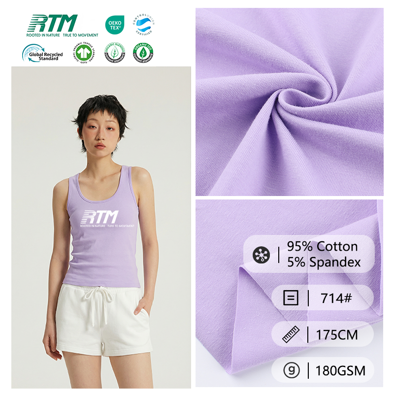 Custom 180GSM Lightweight Anti-Bacteria Anti-static Comfortable 95%Cotton 5%Spandex 32S Combed Knitted Fabric For Spring Summer Short-sleeve T-shirt