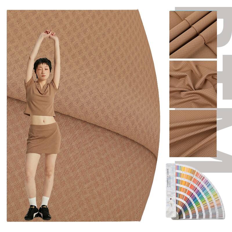 vải dệt hoa (jacquard) kẻ caro với thành phần 81% nylon và 19% spandex, khô ráo và thoải mái, co giãn tốt, dùng cho áo thể thao, bikini phong cách đơn giản dành cho nữ
