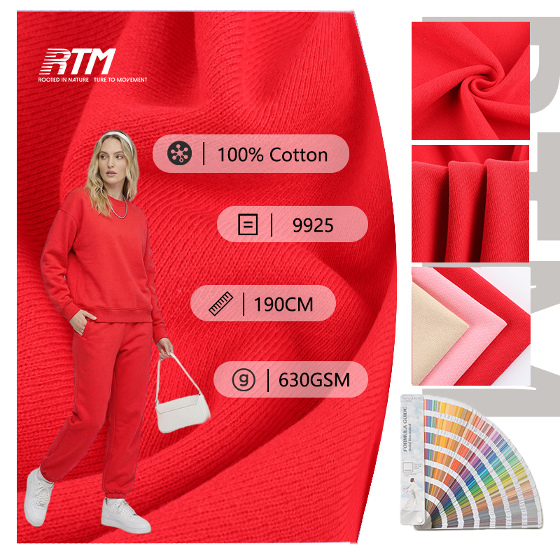 9925 — Оптовая продажа, в наличии, трикотажная ткань «рыбья чешуя» высокой плотности 630 г/м², антибактериальная, противозапаховая, комфортная, прочная и теплая, 100 % хлопок, для модных толстовок и спортивной одежды на осень и зиму