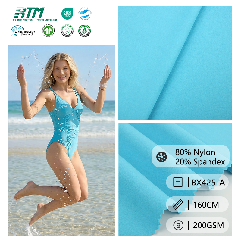 Low MOQ 200G Soft Moisture-wicking Quick-Dry Knitted 80 Nylon 20 Spandex Fabric For Underwear Cyclingwear&Swimwear