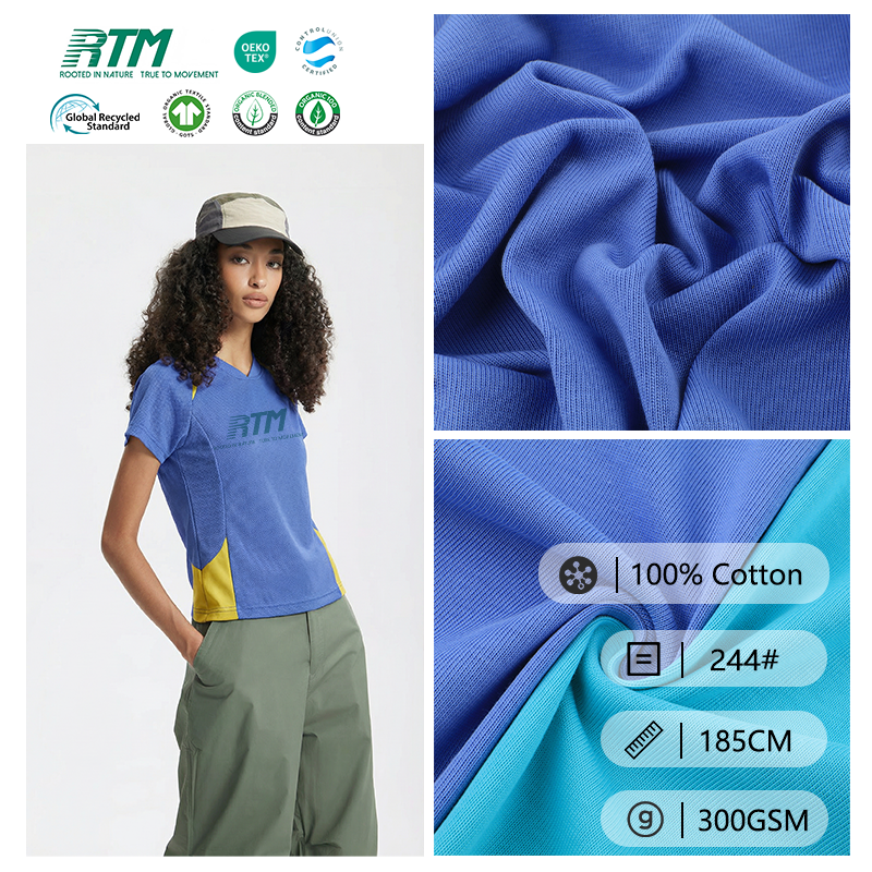 21S High Quality Soft Abrasion-Resistant Eco-Friendly Single Jersey 100% Cotton  Fabric For Spring T-shirts Pajamas
