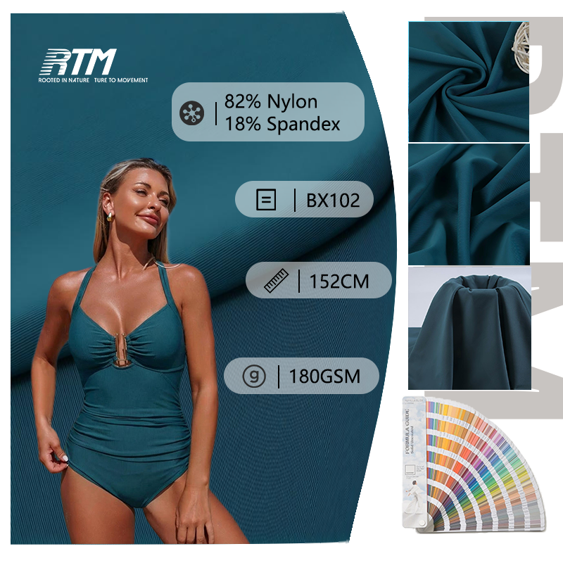 BX102-हॉट सेलिंग 4-तरफा लचीला पूर्ण डल नरम स्पर्श वाला स्पैंडेक्स 18%, पॉलिएस्टर 82% कपड़ा लेगिंग्स, खेलकूद के कपड़े और स्विमवियर/बिकिनी के लिए