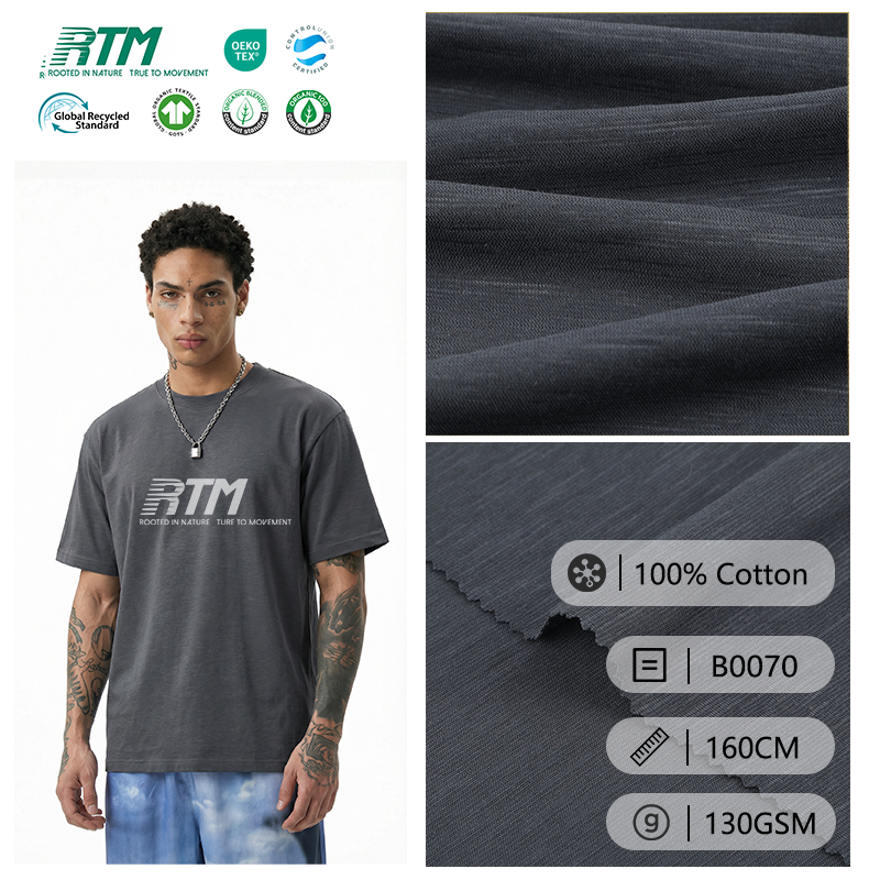 Wholesale OEM/ODM Soft Moisture-wicking Anti-Pill Single-Sided Knitted 100% Cotton Plain Fabric For Spring Summer T-shirt