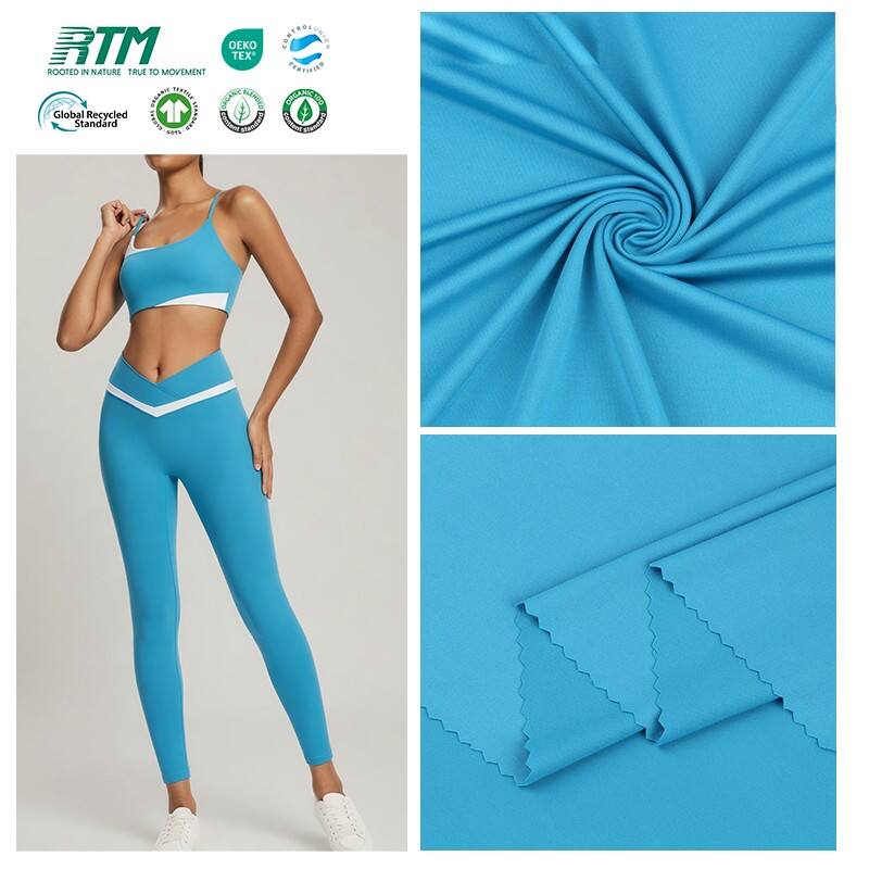210gsm Moisture-Wicking Breathable 4-Way Soft Comfortable Polyester Fabric for Yoga Wear and Sport Suits.