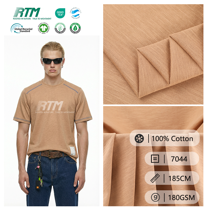 21S Factory Direct Stress-Resistant Wrinkle-Resistant Comfortable 100%Cotton Slub Jersey Fabric For Spring Summer T-shirts