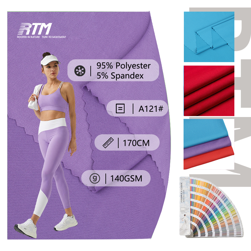 A121#-Lav MOQ 100D myk, hudvennlig polyester-spandex-vovet lycra-stoff til futter for aktivitetsklær