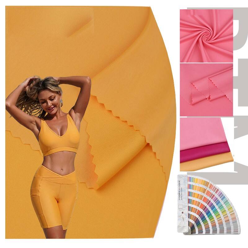 Mattfärgad, slät, mjuk och andningsförmående polyesterväv för badbyxor och simklädsuppsättningar