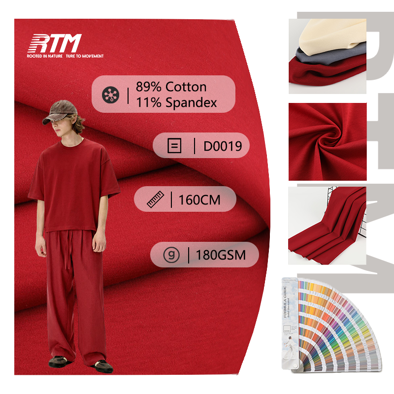 Factory Direct 180GSM Eco-Friendly Ultra-Soft Ultra-Durable Knitted 89% Cotton 11% Spandex Plain Fabric For T-shirt Fashion Base layer&Casual Outerwear
