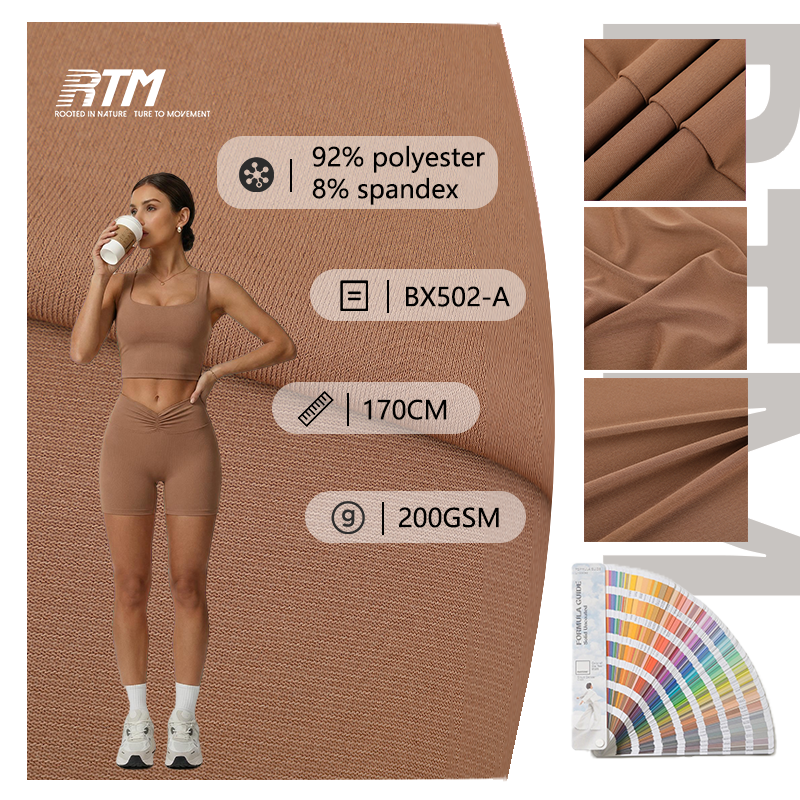 BX502-A-Manufactory Direct 200GSM Knitted Comfortable Soft Durable Wrinkle-Resistant 92 Polyester 8 Spandex Fabric For Dancewear Top Leggings
