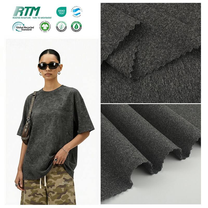 Wholesable Custom Quick Drying Close Fitting Comfortable Brushed Knitted Cationic 92% Polyester 8% Spandex Fabric for Tops Fitness Wear