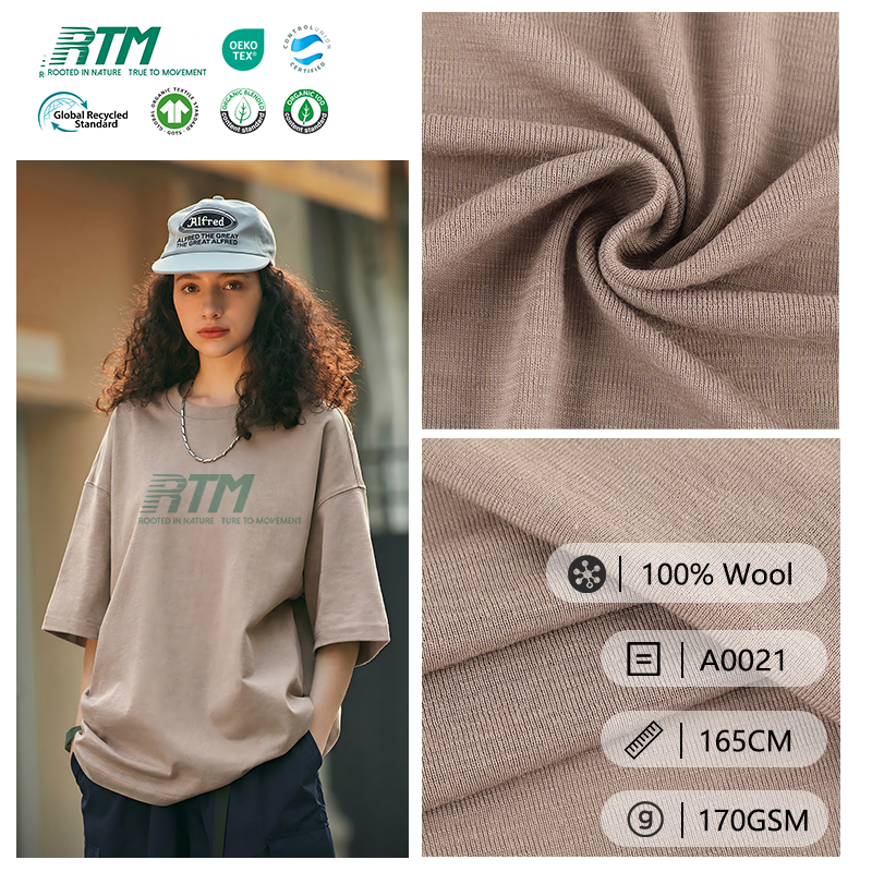 Top-Trend Eco-Friendly Soft Comfortable Knitted 100%Wool 1X1 Rib Fabric For Base layer T-shirt&Vest