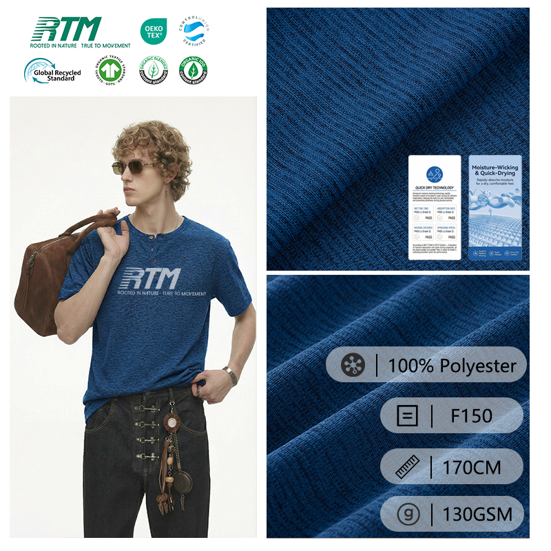 Factory Direct Sale 130GSM Moisture-wicking Wrinkle Resistant Abrasion-Resistant Knitted 100% Polyester Fabric For Sportswear 