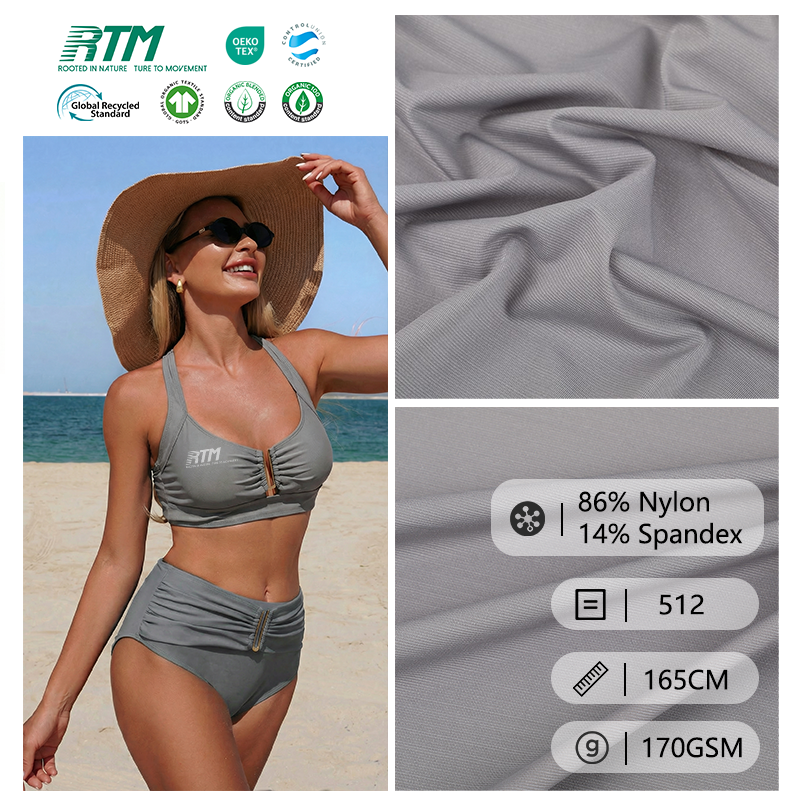 512-ODM/OEM Cool Feeling Wrinkle-Resistant Nylon  Spandex Knit Jaquard  high-stretchy Fabric for Sportswear and Swimwear with 