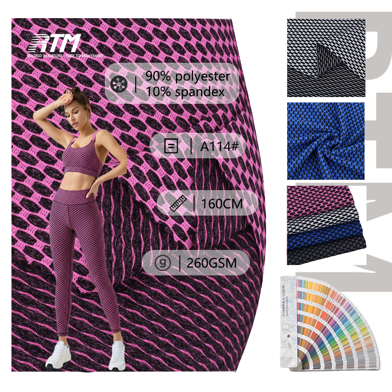 A114#-Hudvennlig og svært pustende polyesterstoff med utendørs fitness-yogabukser