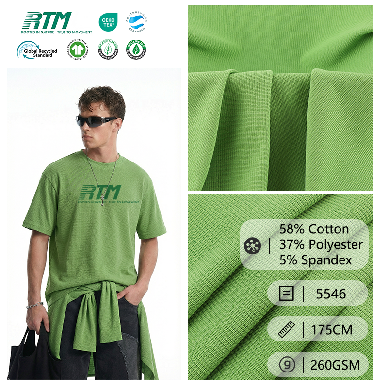 OEM/ODM Matte Finish Excellent Drape Breathable & Durable Knitted Double-Sided Cotton-Poly Blend Fabric for Hoodie Brands