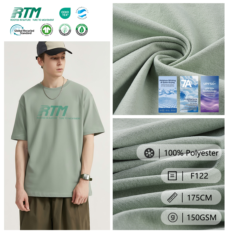 Factory Wholesale Custom Anti-Bacteria Anti-Odor Anti-Uv 100% Polyester Single Jersey Fabric For Outdoor Sportswear &Sun Protection Clothing