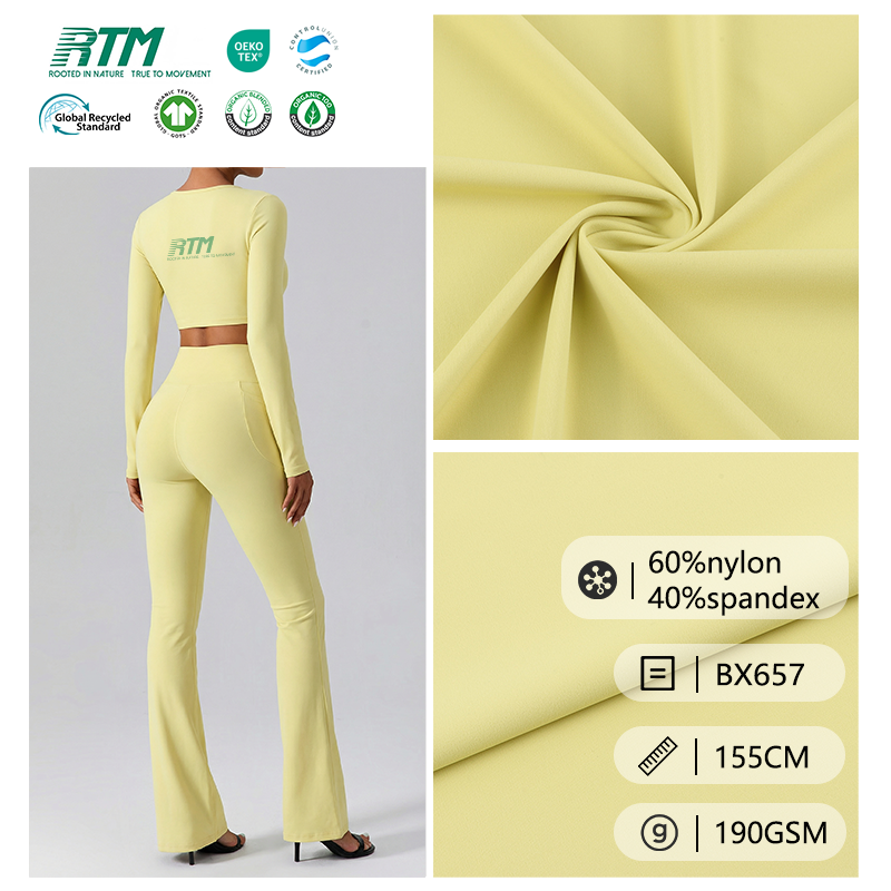 BX657-High Quality 4 Way Stretch Double Sided Knitted Abrasion-Resistant Wrinkle Resistant 60% Nylon 40% Spandex Fabric For Yogawear Leggings&Yoga Pants