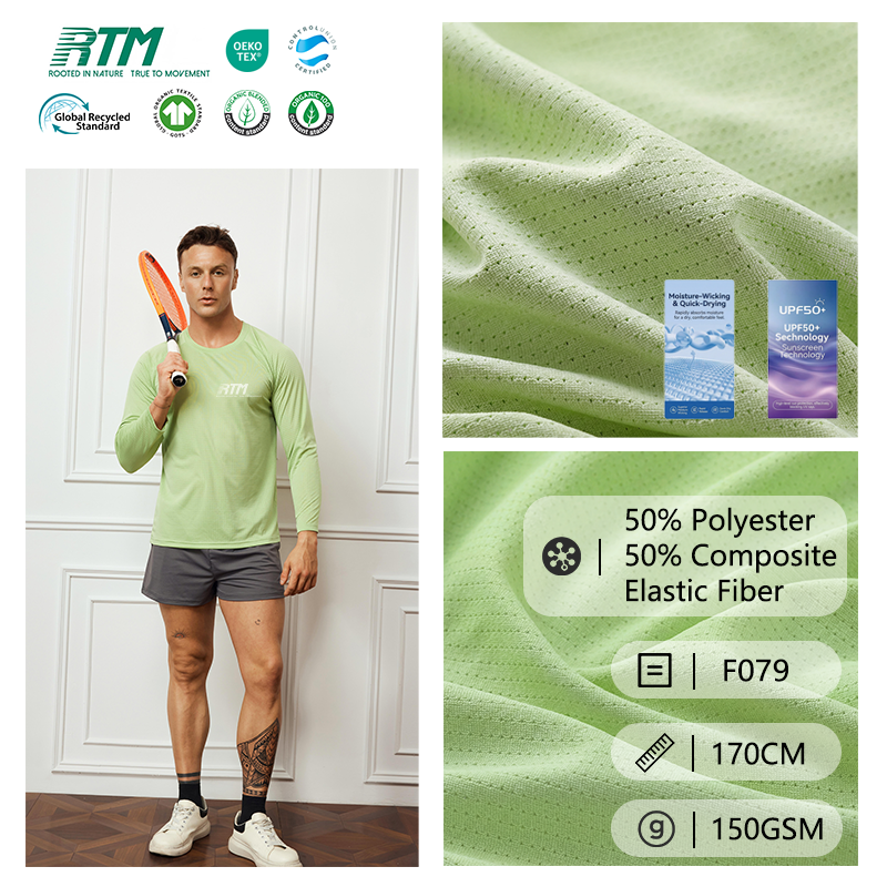 F079-Factory custom 150G Moisture-absorbing Quick-drying Functional Mesh knitted fabric for Sun Protection Clothing Quick-dry Clothing&Outdoor Sportswear
