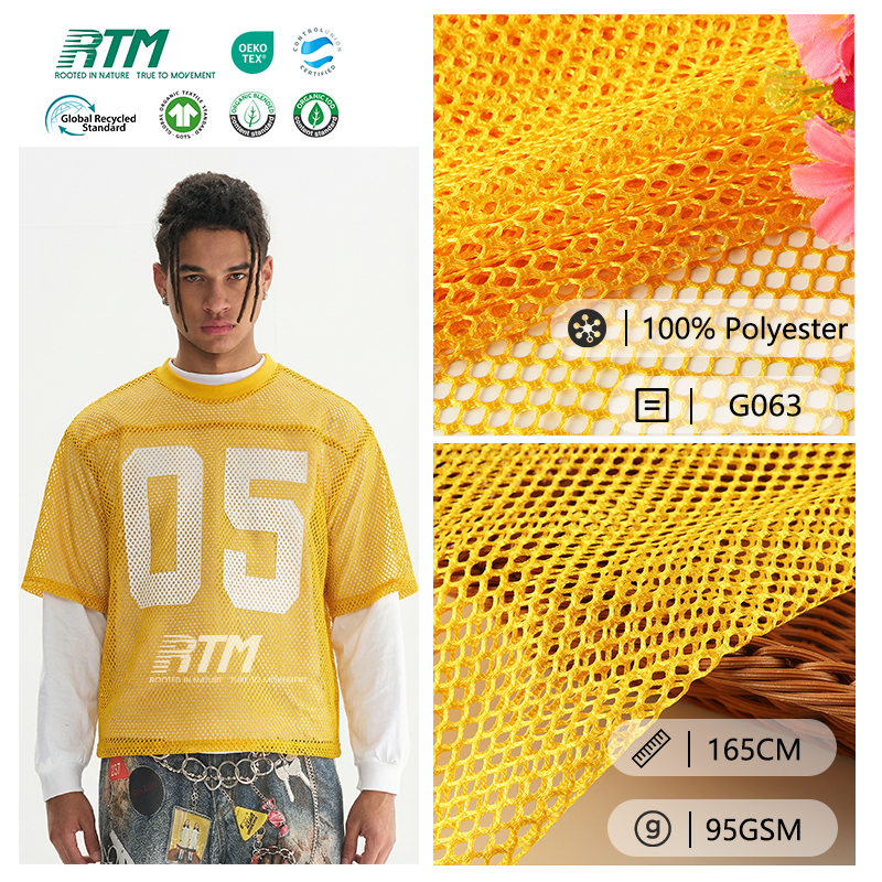 Hot Sale 100%Polyester 95GSM Breathable Quick-Dry Warp Knit Big Hole Mesh Fabric For Sports Uniform Outdoor 