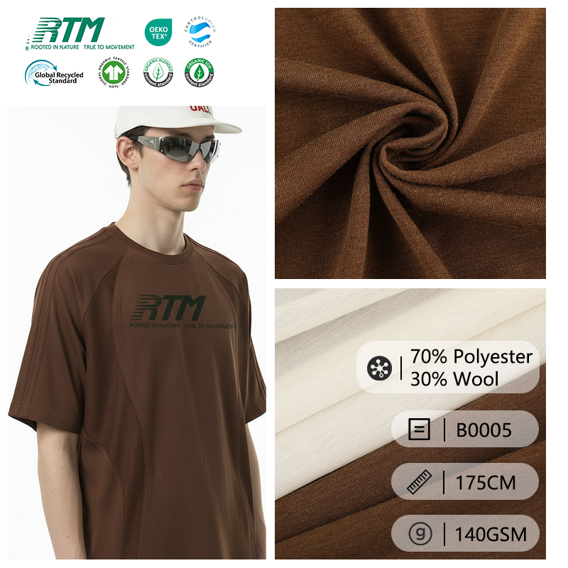 Fast Delivery Time Skin-Friendly Soft Anti-Bacteria Knitted 70% Polyester 30% Wool Fabric For Outdoor sportswear&Cycling Clothes