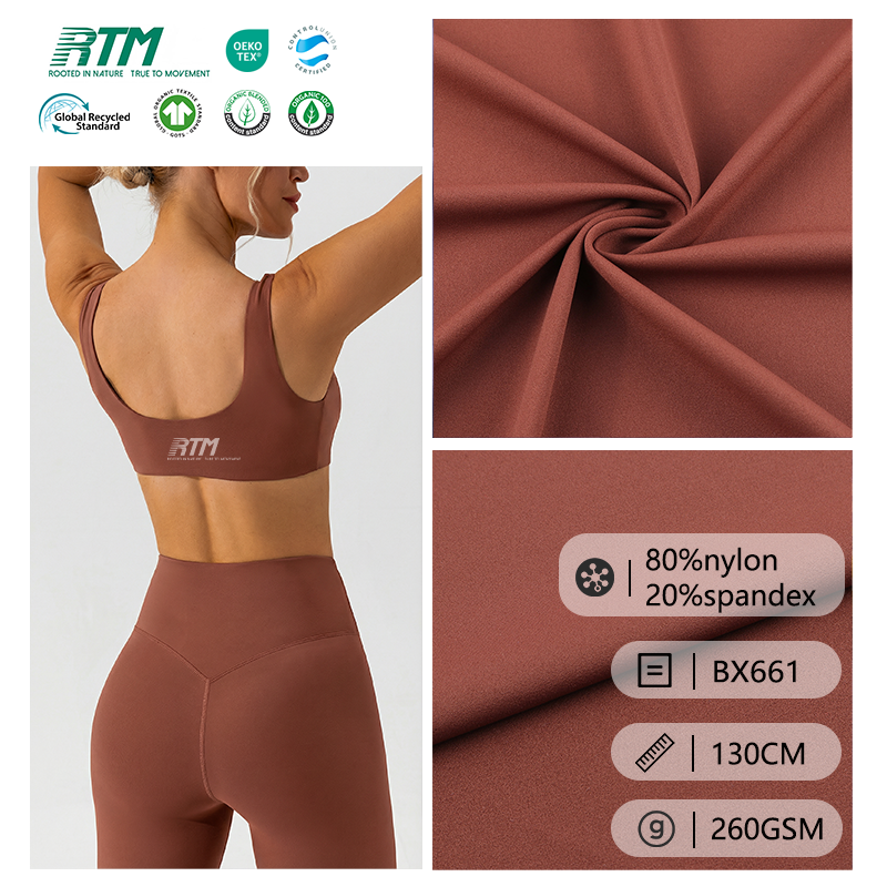 BX661-Custom 260GSM Double Faced High Elasticity Durable Skin-Friendly Knitted Fabric For Fitnesswear Yoga Pants&Underwear