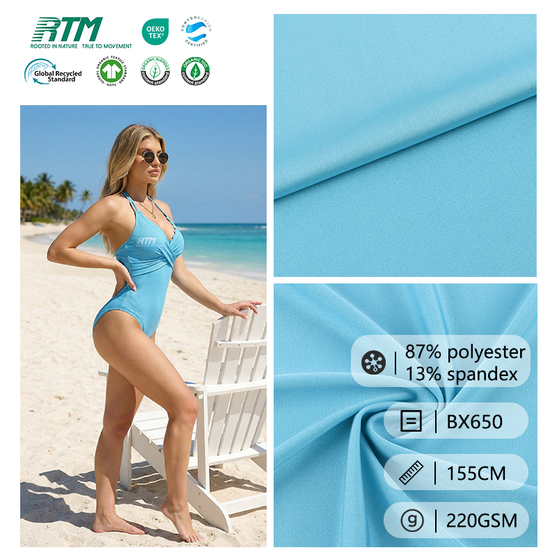 Bulk Supplier Full Glossy Wrinkle Resistant Resistant-Deformation 87% Polyester 13% Spandex Jersey Fabric For Swimwear Beachwear Bikini