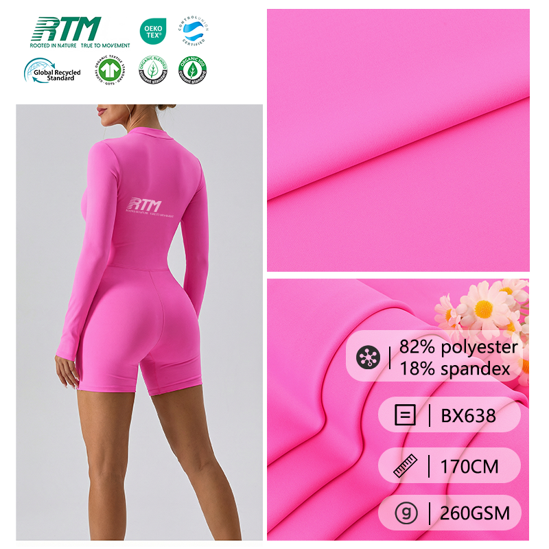 BX638-Hot Sales 260GSM Medium Weight High-Elasticity Abrasion-Resistant Blackout Knitted 82 Polyester 18 Spandex Fabric For Yogawear Fitnesswear Sportswear