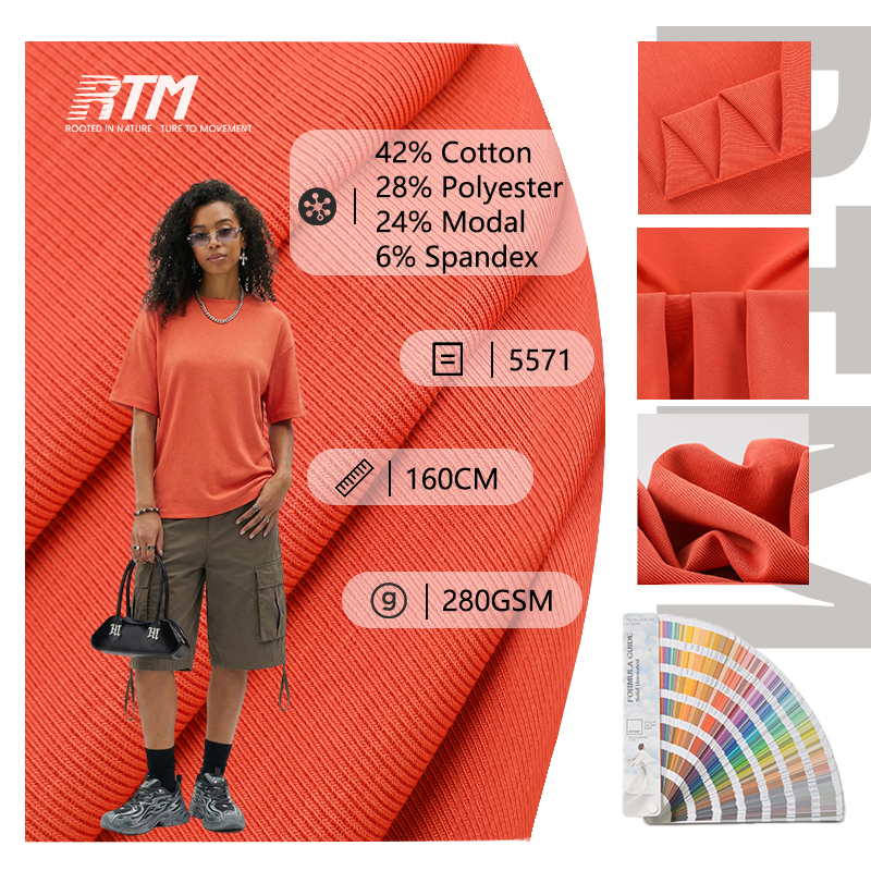 Low MOQ 280GSM Mediumweight Skin-Friendly Breathable Soft Comfortable Modal Cotton Blend Double-Sided Knit Fabric For Fall Winter Sweatshirt