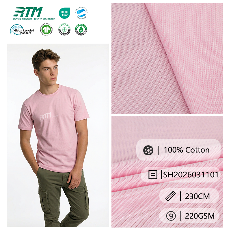 SH2026031101-Wholesale 21s Durable Wear-resistant Washable Skin-Friendly 100% Cotton Knitted Pique Fabric for T-Shirts&Kids Wear 