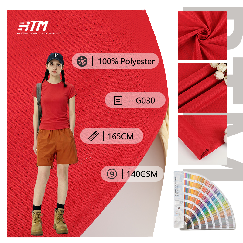 Bestseller 140GSM Lightweight Soft Moisture-wicking Skin-Friendly 100% Polyester Warb Knitted Jersey Mesh Fabric For T-shirts Sportswear