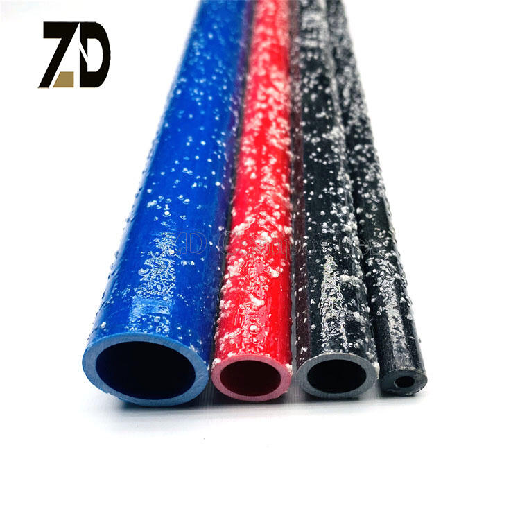 High Strength FRP Pipe Light Weight Fireproof Fiberglass Tube with Sandblasting for Support Green Plant