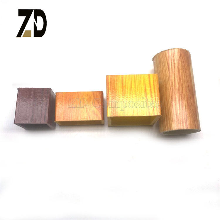 Wood Grain Pultruded FRP Tube | Custom Hollow Fiberglass Profile for Outdoor Construction