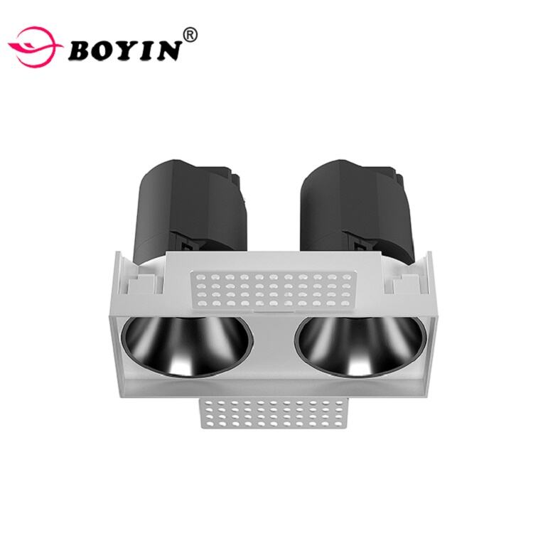 LED wall washer downlight trimless spotlight 2-heads  rotatable downlight rectangle frame