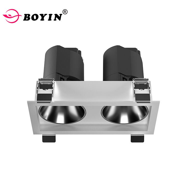 LED wall washer downlight trimless spotlight dalawang ulo bilog na maaaring umikot na downlight rectangular frame