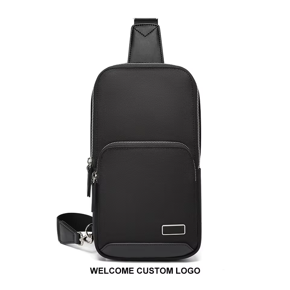 Custom logo Waterproof Ballistic Nylon Genuine Leather 2 Liter Volume Luxury Men Shoulder Sling Bag details