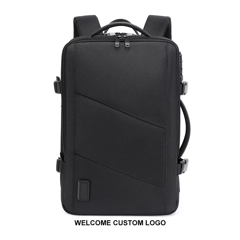 Custom Logo 27L Volume Fit 16 Inches Laptop Tsa Lock Usb Cable Water Repellent Polyester Large Capacity Men Travel Backpack manufacture
