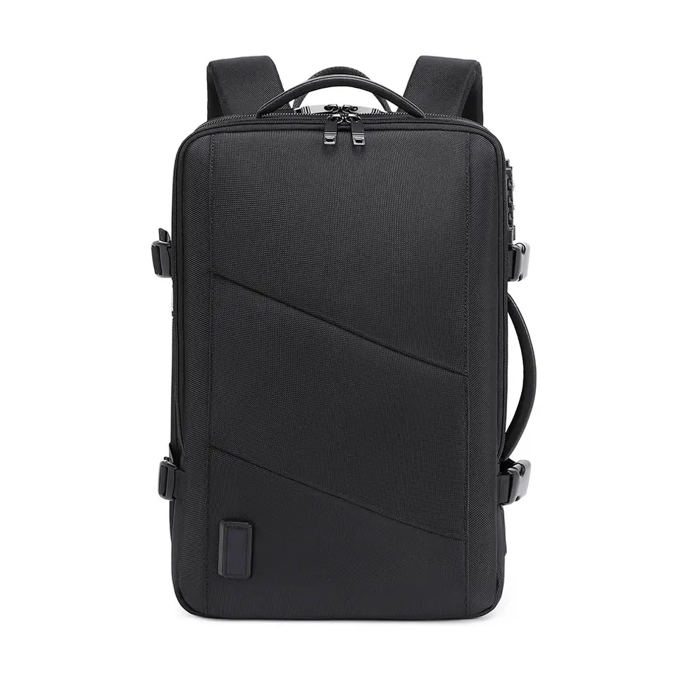 Aangepast logo 27L volume past 16 inch laptop Tsa slot usb kabel waterafstotende polyester grote capaciteit mannen reistas