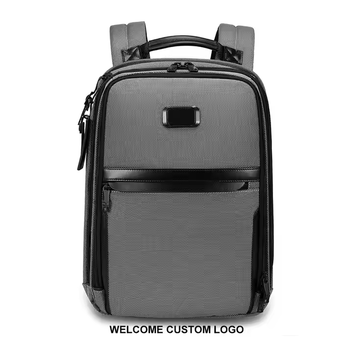 Met logo op maat 15L inhoud Past bij 15 inch laptop Echt leer Accessoire Hoge kwaliteit Ballistic Nylon Rugzak voor mannen