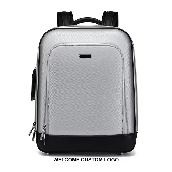 Aangepast logo, 15L capaciteit, past 15 inch laptop, volledig waterafstotend microvezel leer luxueuze leren rugzak voor mannen