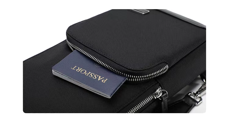 Custom logo Waterproof Ballistic Nylon Genuine Leather 2 Liter Volume Luxury Men Shoulder Sling Bag supplier