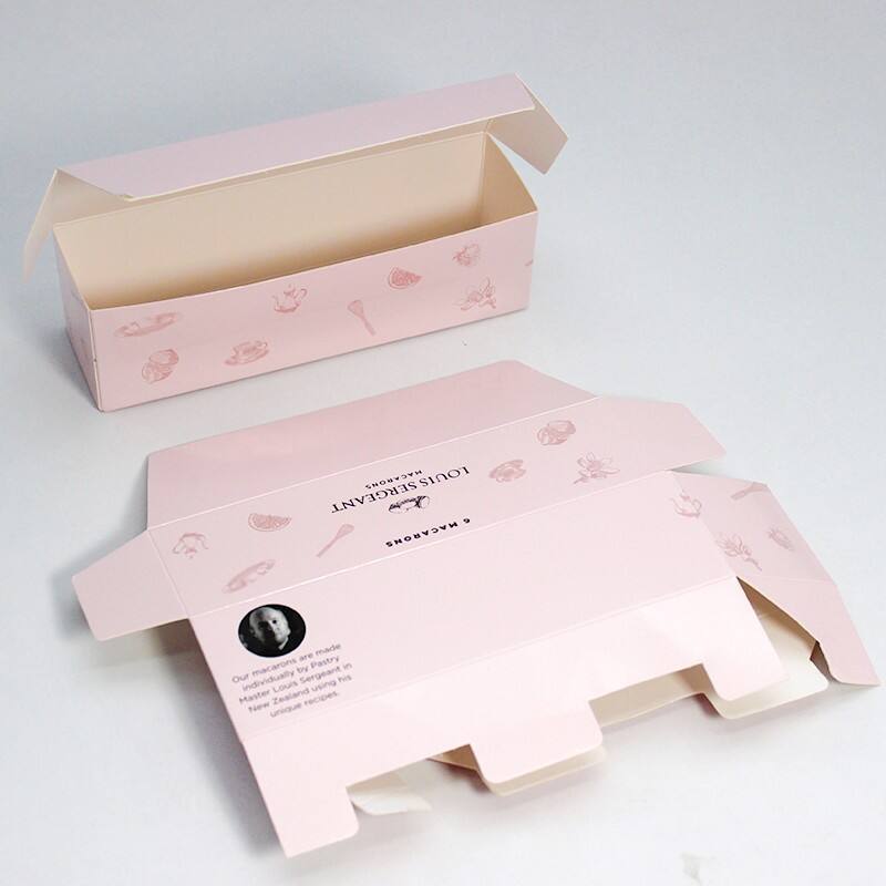 Custom Luxury Macaron Packaging Small Cookie Bakery Cake Biscuit Packing Boxes Bio-degradable Cardboard pink Macaron Box