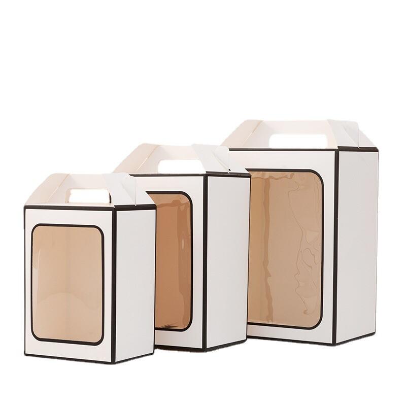 Doll Packaging Bag, Transparent Window Opening Gift Bag, Fresh Flowers with Souvenirs, Hollowed Out Creative Gift Box