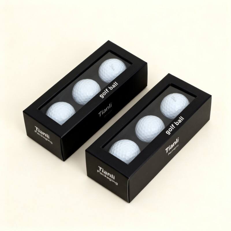 Top Quality Lid and Base Top Bottom Box Display Packaging Box with Window Thick Rigid Chipboard Gift Box for Tennis Golf Balls