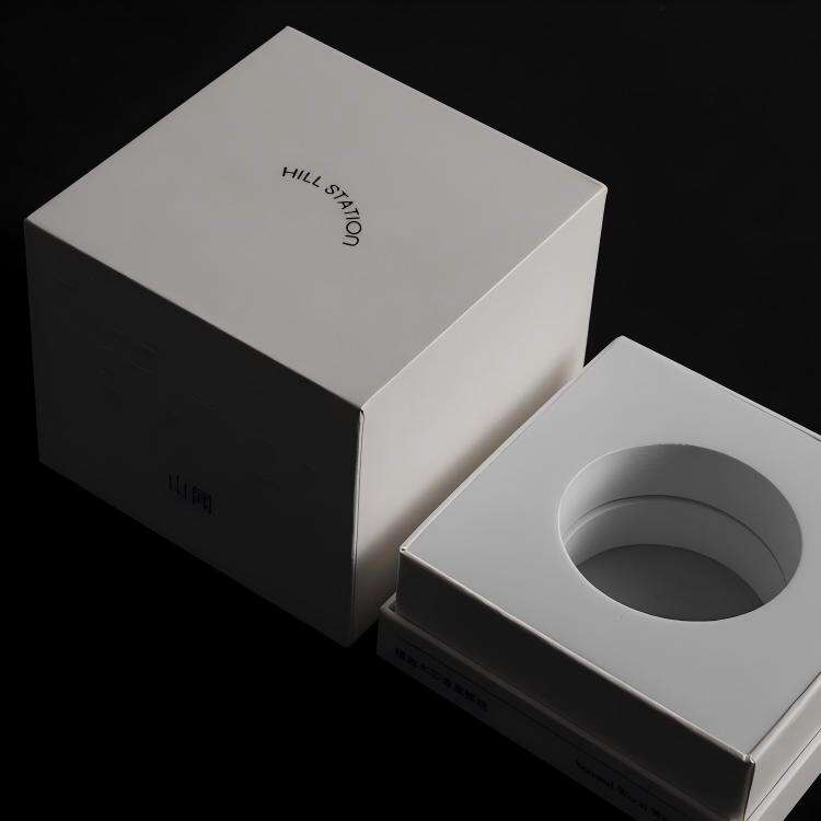 Custom Minimalist Embossed White EVA Base and Lid Box square Scented Candle Aromatherapy Skincare Rigid Gift Box