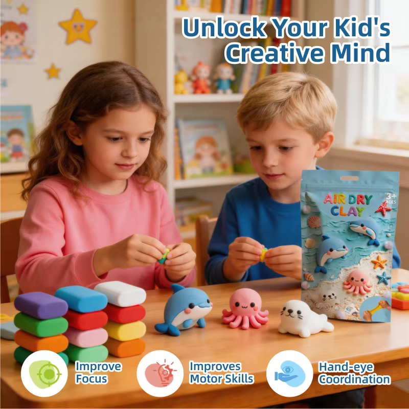 100g 45 colors air dry clay non toxic ultra light kids diy craft kit with mini bag oem odm logo  packaging custom support-5