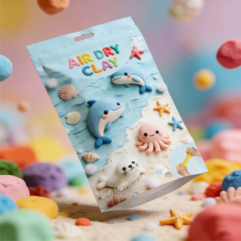 100g 45 colors air dry clay non toxic ultra light kids diy craft kit with mini bag oem odm logo  packaging custom support-4